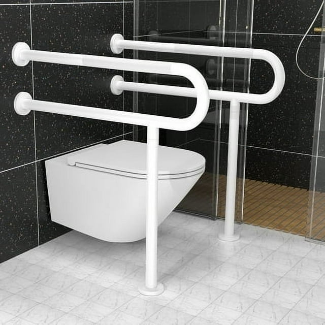 White Toilet Support Rail 23.4x 28 Inch, ZUEXT AntiSlip Floor To Wall