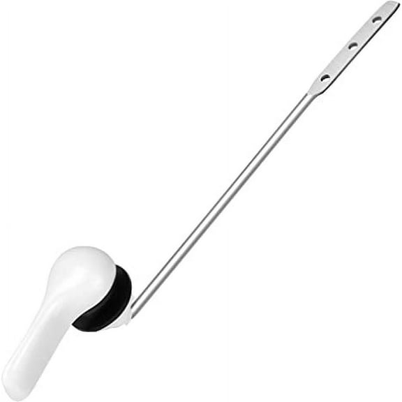 White Toilet Tank Flush Lever Handle with Nut Lock,Universal Toilet Handle Replacement Kit for Most Toilets,White Finish Handle and Aluminum Lever(Front Mount )