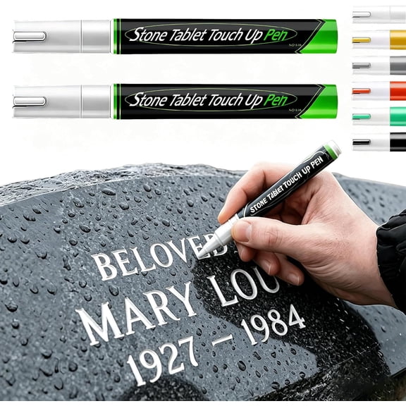White Tombstone Marker Pen, Waterproof Stone Inscription Touch-up, 2-Pack