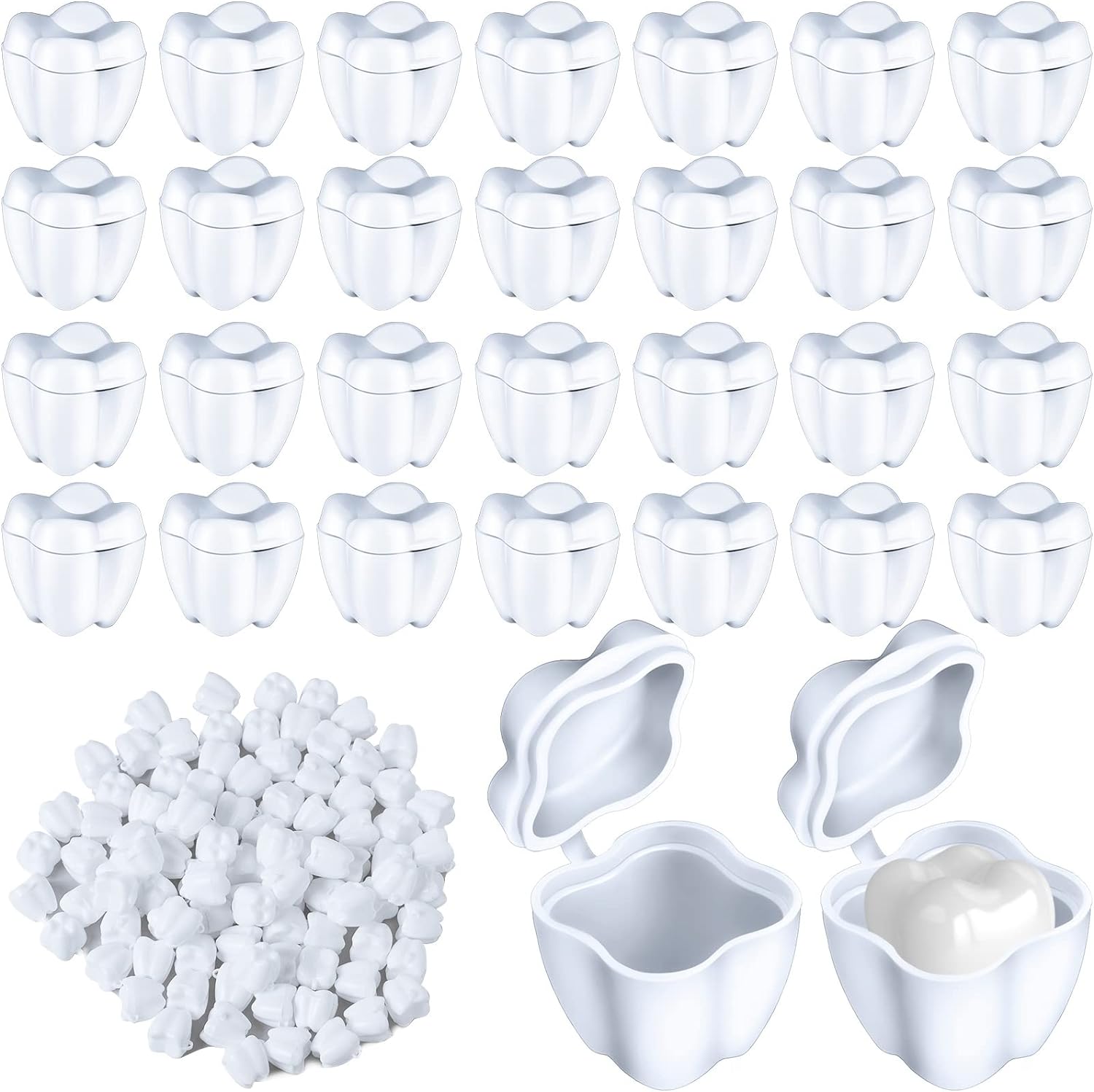 White Tooth Savers 100 PCS Plastic Tooth Holders for Kids Tooth