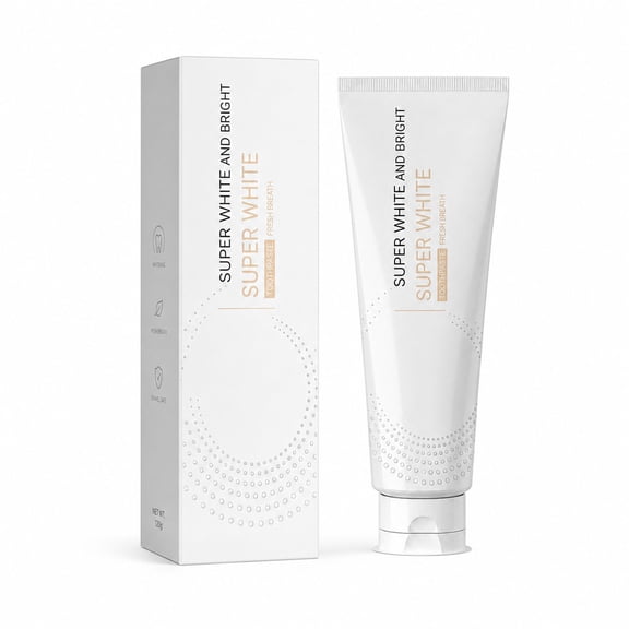 White Toothpaste, Super White, Bright Formula for Yellow Teeth, Tough Stains, Long-Lasting Fresh Breath, Gentle Deep Cleaning