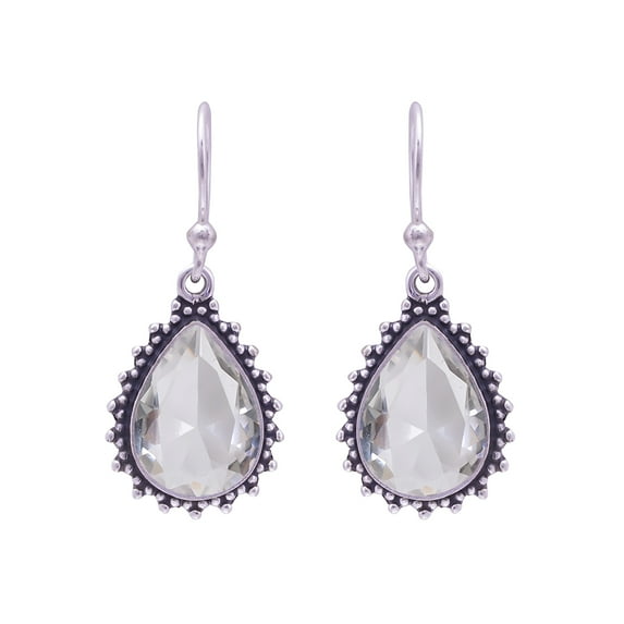 White Topaz 925 Sterling Silver Earring, 14X10 mm Pear Gemstone Earring, White Earring, Christmas Gift, Unique Jewelry Earring V9543E147427