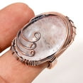 thumbnail image 1 of White Topaz Cab's Wire Wrapped Handcrafted Copper Gift Jewelry Ring 7.25" SA 50, 1 of 2