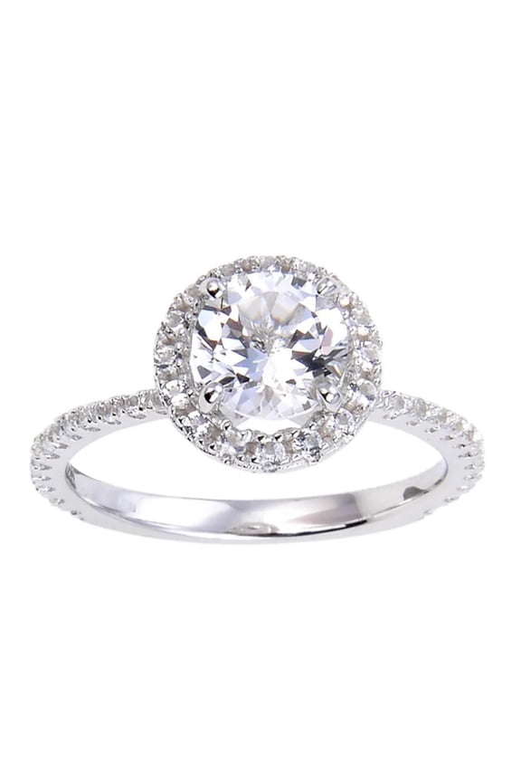 White Topaz Halo Engagement Ring