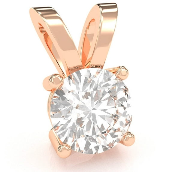White Topaz Solitaire Pendant In 14k Rose Gold