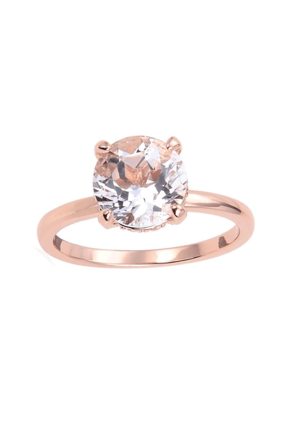 White Topaz Solitiare Engagement Ring in Rose Gold