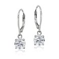 thumbnail image 1 of White Topaz Sterling Silver 6mm Round Solitaire Dangle Leverback Earrings, 1 of 4