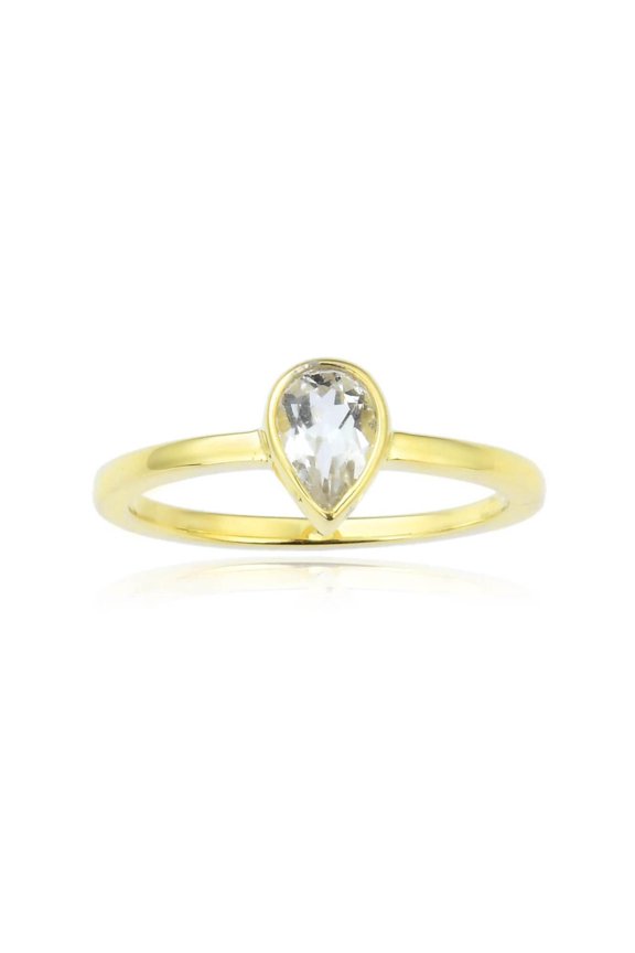 White Topaz Teardrop Ring