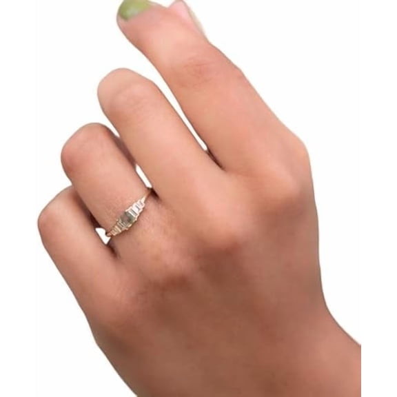 White Topaz Tiny Ring, Natural Moss Agate Band Ring, Moss Agate Gemstone Ring, May Birthstone, Designer Ring, Womans Band Ring, 925 Sterling Silver, Dainty Ring, Gold Micron Plated Ring, Christmas