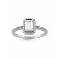 thumbnail image 1 of White Topaz and CZ Sterling Silver Emerald-Cut Halo Ring, 1 of 1