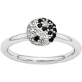 thumbnail image 1 of White Topaz and Onyx Sterling Silver Rhodium Ring, 1 of 6