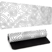 White Topography Contour Gaming Mouse Pad Large Anime Mousepad Extended Mouse Pad Gaming Big Desk Pad Keyboard Mat with Stitched Edge Non-Slip Rubber Base 31.5''''x11.8'''' 3mm Thick