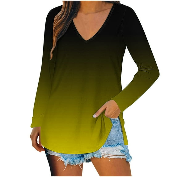 White Tops for Women Fall Womens Workout Sweatshirt Casual V Neck Floral Sweatshirt Long Sleeve Tunic Tops