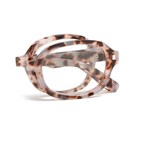 White Tortoiseshell Folding Square Anti-blue Light Reading Glasses Retro Foldable Spring Hinge Readers With Case