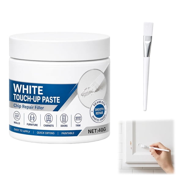 White Touch Up Paste, Wood Repair Paste, White Furniture Touch-Up Paste with Brush - Scratch Filler for Tables, Cabinets, Floors (1PC)