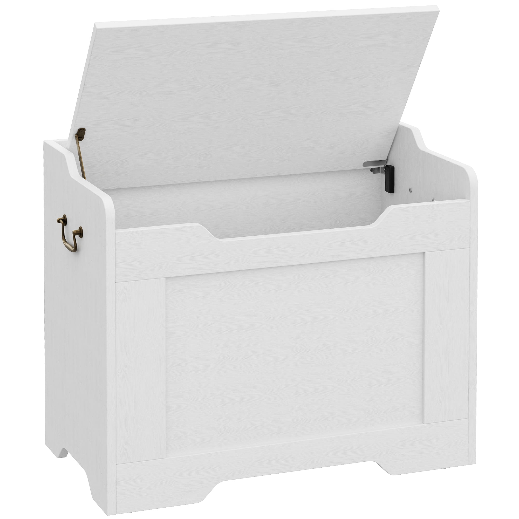 White Toy Box, 24.8" Storage Chest with Safety Hinge, LiftTop Wood Toy