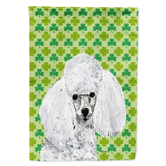 White Toy Poodle Lucky Shamrock St. Patricks Day Garden Flag
