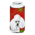 thumbnail image 1 of White Toy Poodle Red Snowflakes Holiday Tall Boy Hugger, 1 of 2