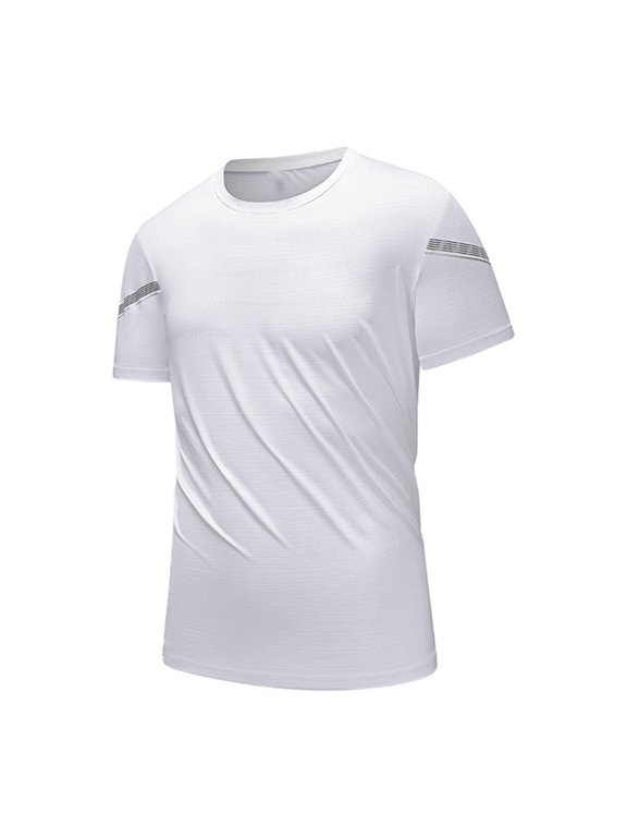 White Track Gym Casual Running Tops for Mens Summer Fall Short Sleeve Crewneck Spandex Rayon Plain Tops Blouses Shirts Man 2026 Clothing Fashion Country Concert XL