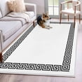 thumbnail image 1 of White Traditional Area Rugs 3x5 ft Greek Key Meander Border Square Geometric Washable Rug Non Slip Indoor Carpet Absorbent Floor Mat for Living Room Bedroom Dining Room, 1 of 9