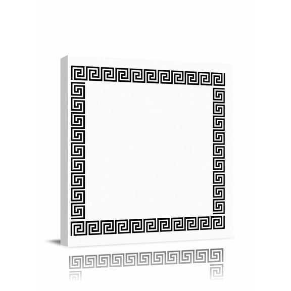 White Traditional Canvas Wall Art, Greek Key Meander Border Square Geometric Framed Wall Decor Modern Artwork Prints Painting for Living Room, Bedroom, Kitchen & Cafe Decor 12x12 Inch