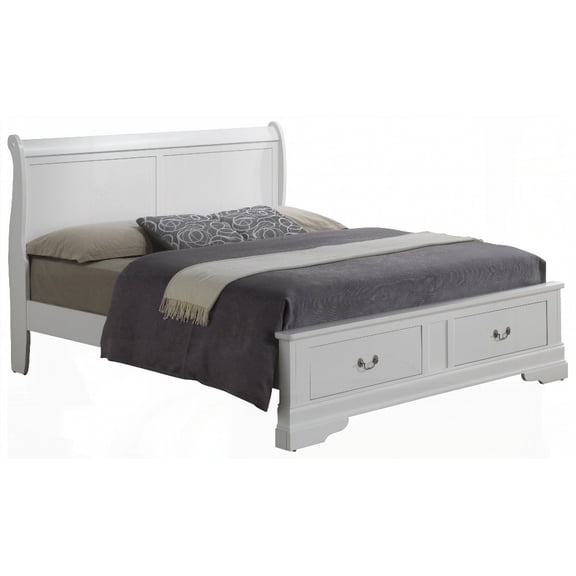 King Size Solid Wood Storage Bed with Smart Storage Options and White Finish for Bedroom
