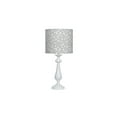 thumbnail image 1 of White Traditional Table Lamp with Cotton Belt Printed Shade, 1 of 1
