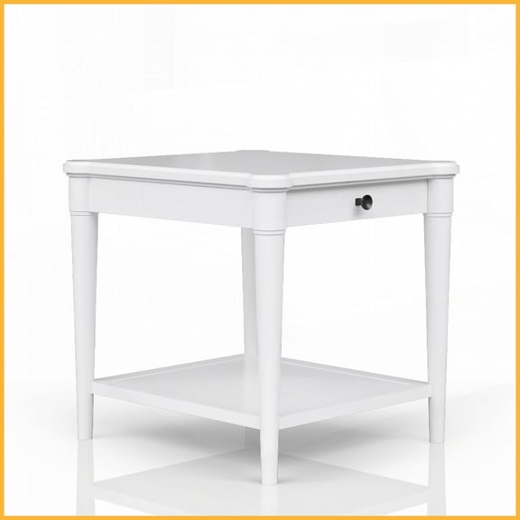 White Transitional Casual Coffee Table with 1 Drawer & Shelf, Space-Saving Storage for Living Room