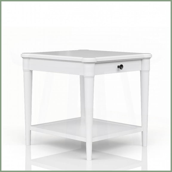 White Transitional Casual Coffee Table with 1 Drawer & Shelf, Space-Saving for Living Room