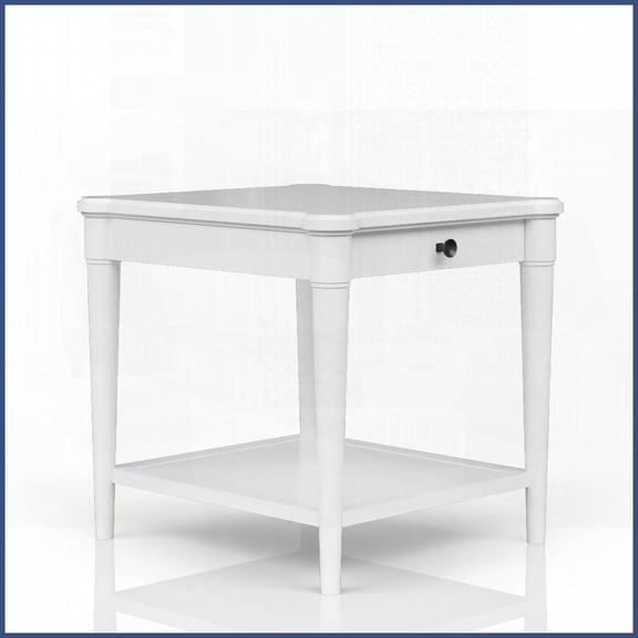 White Transitional Casual Coffee Table with 1 Storage Drawer & Shelf, Space-Saving for Living Room
