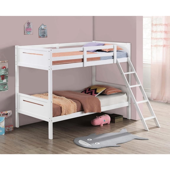 White Transitional Twin Bunk Bed | Can Be Split for Different Arrangements | Gives a Contemporary Look