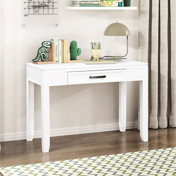 White Transitional Writing Desk | Used for Writing in Different Environments | Made of Wood and Engineered Wood | Helps Organize Stuff with Single Drawer