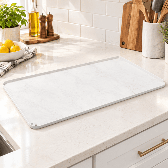 White Translucent Extra Large Silicone Kitchen Counter & Drying Mat