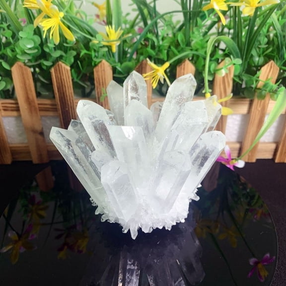 White Transparent Quartz Cluster Crystal Dot Repair Reiki Rock Sample -