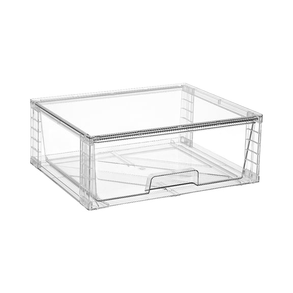 White Transparent Storage Drawer, Stackable & Dustproof Plastic, Closet Organizer for Clothes Sweaters, 15X12In, 1Pcs