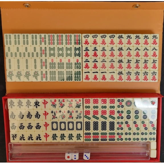 White Travel Mini Mahjong Set 20mm - Portable 146 Tiles