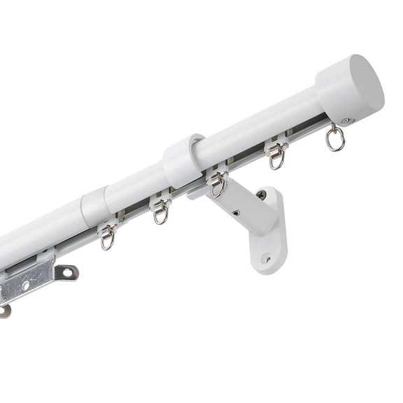 White Traverse Curtain Rod with Built-In Track, Adjustable 86-157 Inch