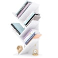 thumbnail image 1 of White Tree Bookshelf, 4-Tier Leaning Ladder Book Storage Organizer With Base Display Shelf, 1 of 8