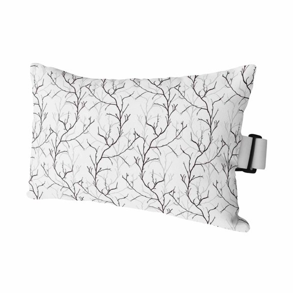 White Tree Branch Outdoor Chaise Lounge Pillows Retro Classic Art White Black Tree Branches Flower Lumbar Pillows with Insert Adjustable Elastic Strap Headrest Pillow for Recliner 1 Pack 11x16 Inch