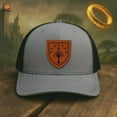 thumbnail image 1 of White Tree of Hope Elvish LOTR Hat with Leather Patch – Fantasy Trucker Cap, Elven Symbol Hat, Magic Circle Gift, Geeky Gift for Him Leather Patch Trucker Hat, 1 of 3