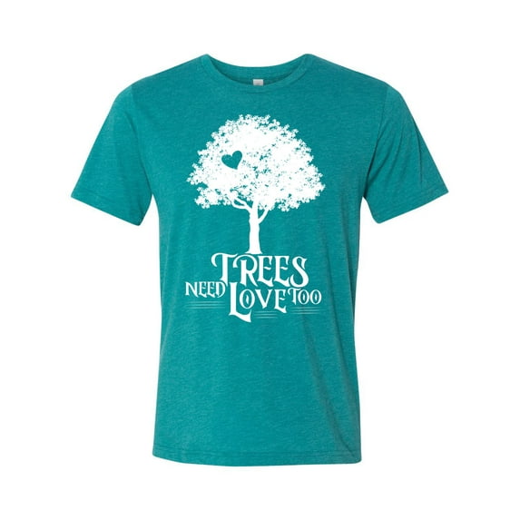 White Trees Need Love Too Unisex Adult Short Sleeve T-shirt-Teal Triblend-Small