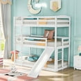 thumbnail image 1 of White Triple Bunk Twin Sized Bed with Slide, 1 of 9
