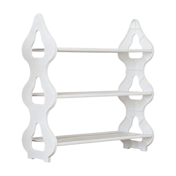 White Triple Tier Shoe Rack Plastic Organizer For Entryway Bedroom Closet Storage Slatted Ventilation Design Easy Installation