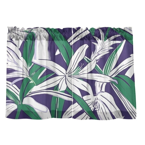 White Tropical Elegance 27"x36" Linen Look Cafe Curtain Set with Privacy and UV Protection