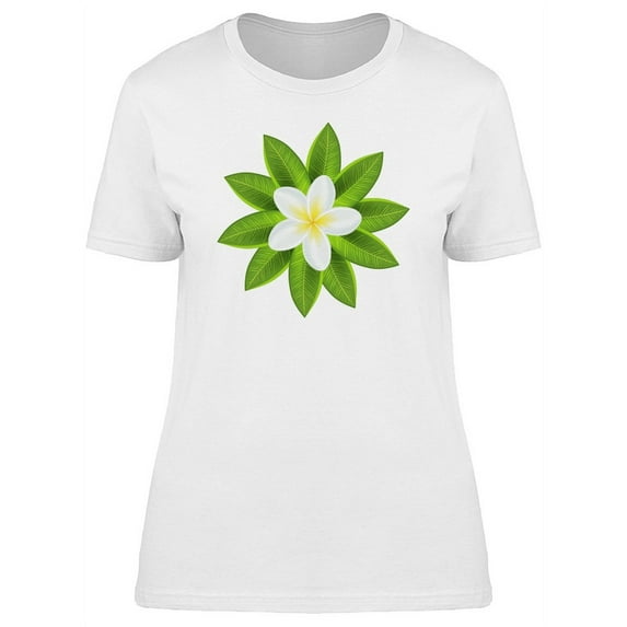 White Tropical Flower On Leave Tee Women's -Image by Shutterstock