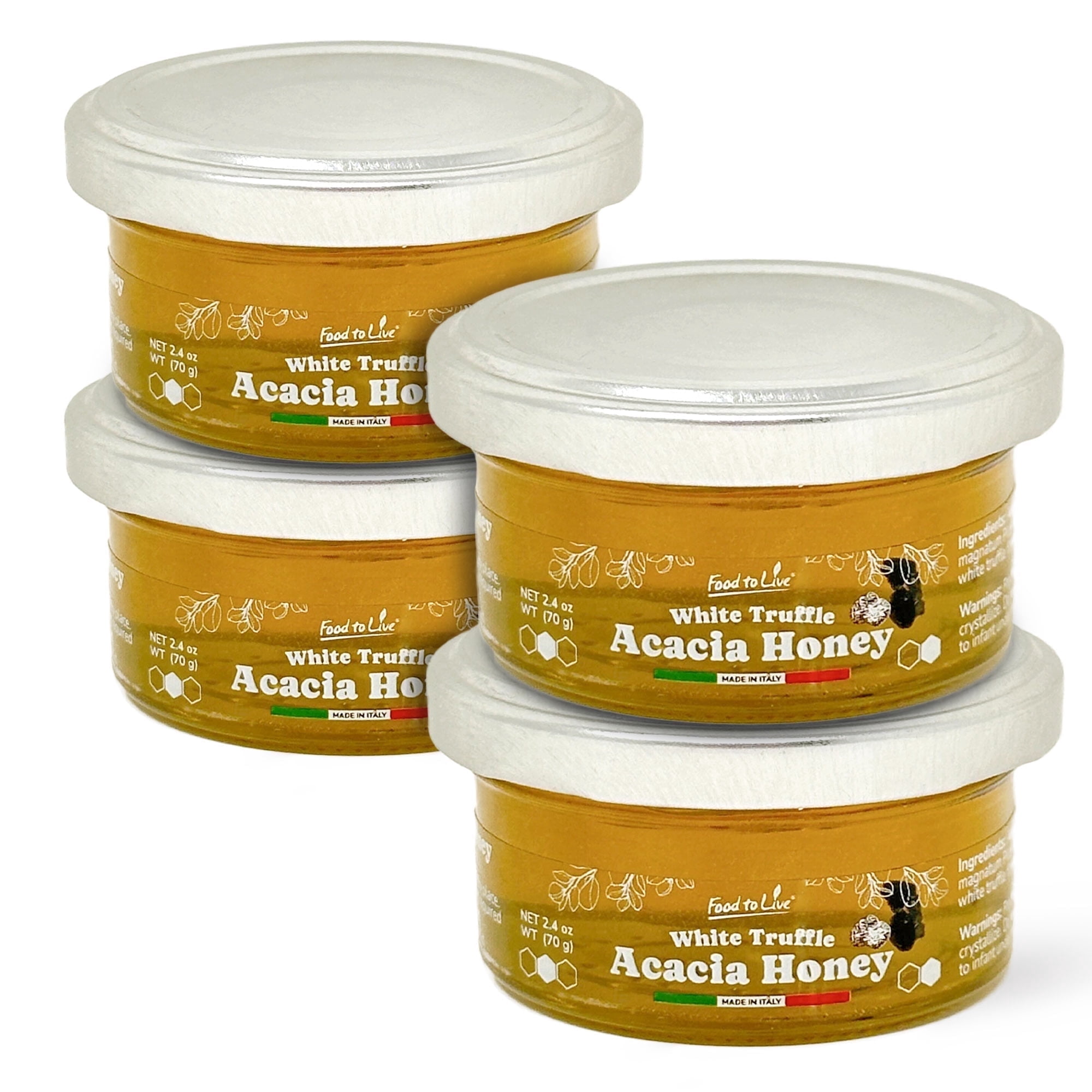 White Truffle Acacia Honey, 70gr – Perfect Pairing for Cheese (Pack of 4) - by Food To Live