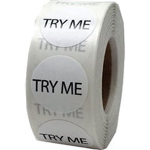White Try Me Circle Dot Stickers, 3/4 Inch Round, 500 Labels on a Roll