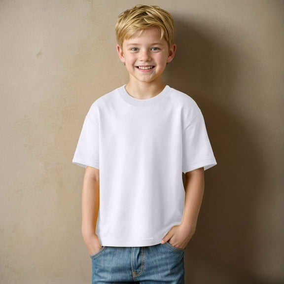 White Tshirt Toddler Boys Boys Short Sleeve Shirts Kids Summer Crewneck T-Shirts Casual Tops Tees 5-14 Years Kids Fashion Crewneck Short Sleeve