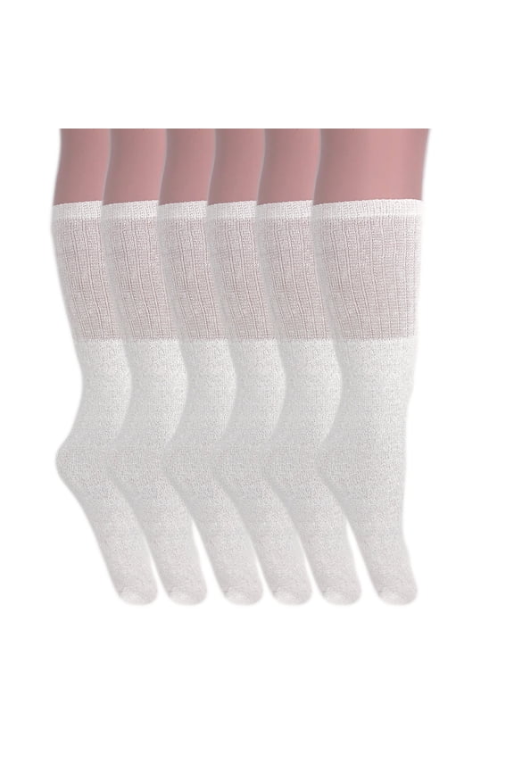 White Tube Socks for Men and Women Sport Socks 6 Pairs Size 9 to 15