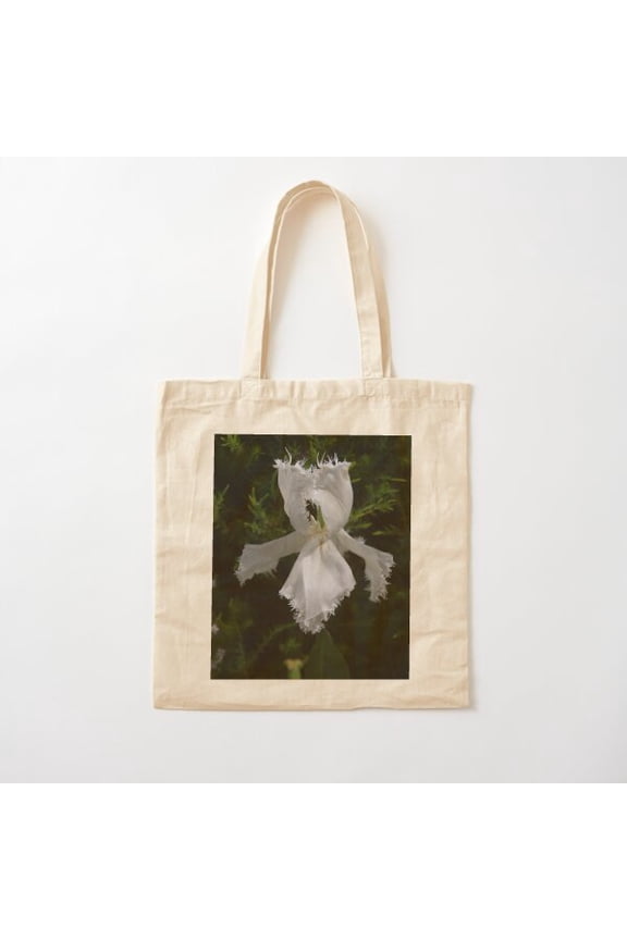 White Tulip Canvas Tote Bags, Reusable Shopping Bag